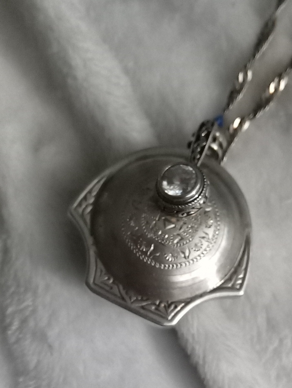 Vintage Upcycled 925 One Of A Kind Perfume Bottle On Necklace 925 Italy Chain